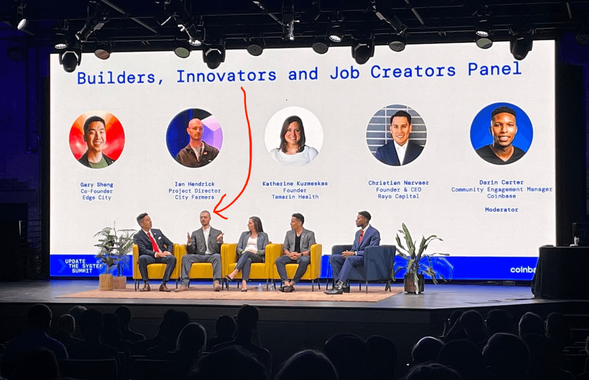 Ian Wylie Hedrick on the Builders, Innovators and Job Creators panel at the Coinbase Summit